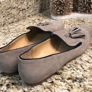 Grey tassel slip on loafers